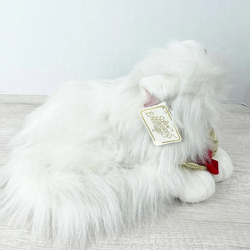 Vintage Dan Dee‎ Expressions White Fluffy Persian Cat Blue Eyes Eyelashes Plush